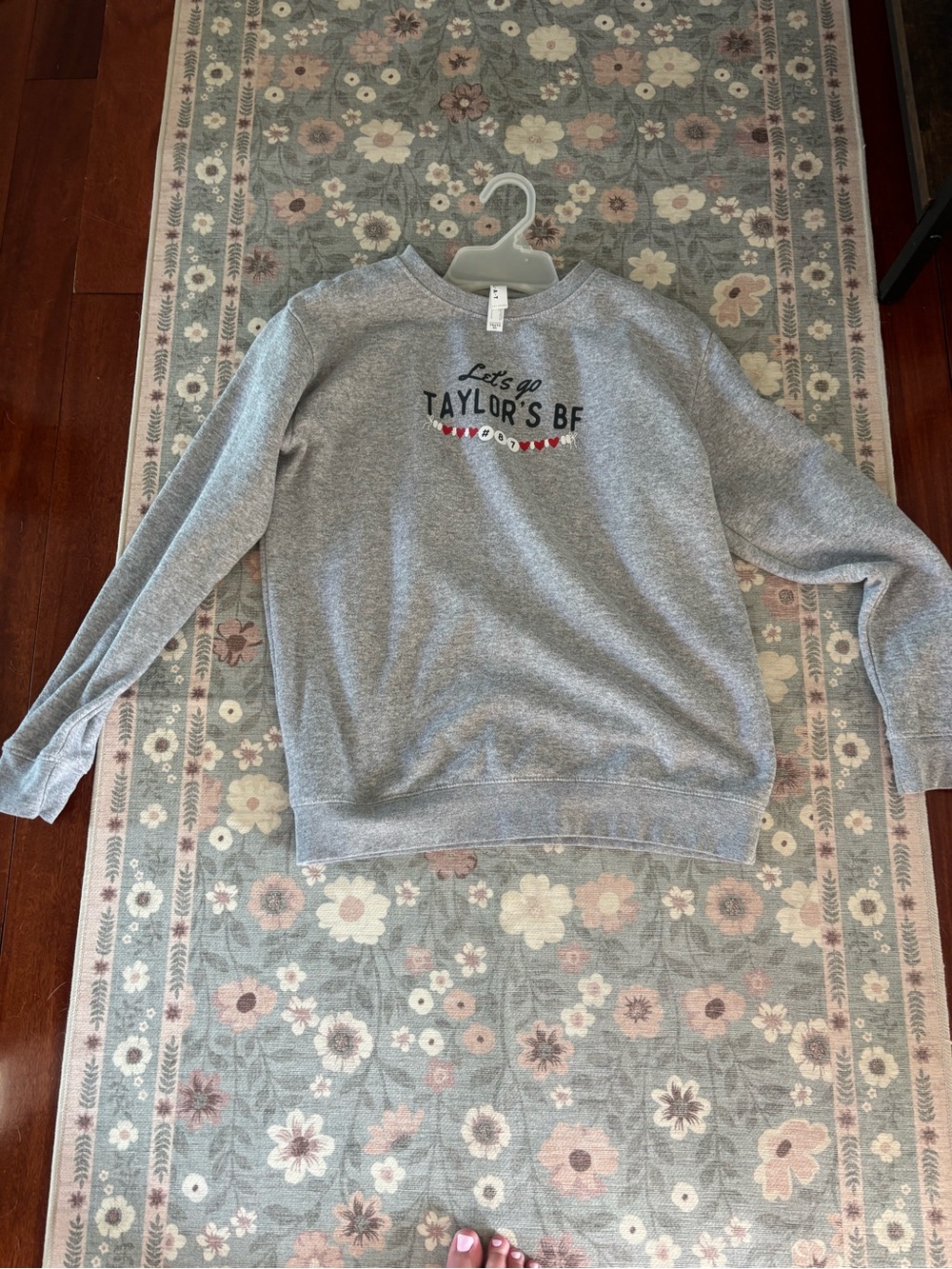 Gray "Let's Go Taylor's BF" Graphic Sweatshirt - Kids